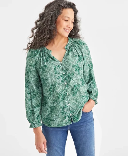  Тканый топ с изящным рисунком, созданный для Macy's scandi thyme