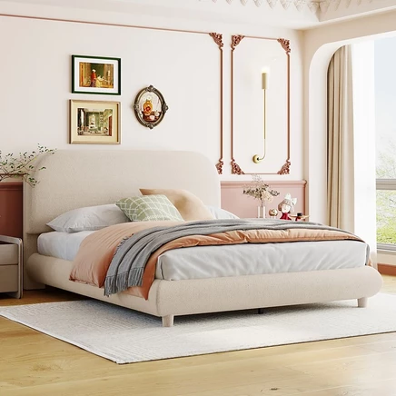 Полноразмерная кровать-платформа Streamdale Furniture из плотной ткани со стильным дизайном