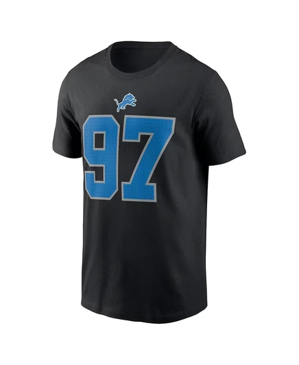 Мужская футболка Nike Aidan Hutchinson Black с именем и номером игрока Detroit Lions от Nike black
