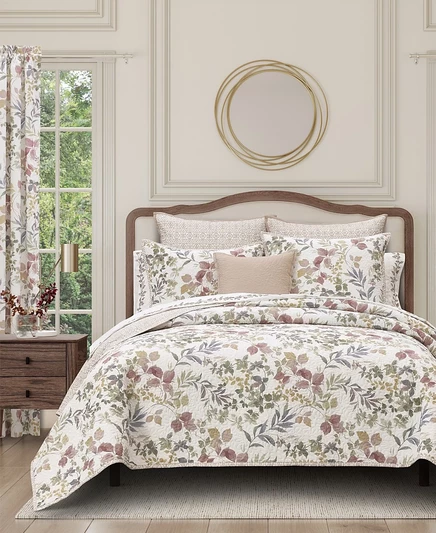Набор стеганых одеял Royal Court Rosewood Botanical Leaf из 3 предметов, Twin/Twin XL