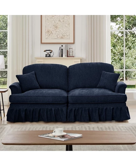 Двухместный диван Streamdale Furniture из синего шенилла середины века синего цвета
