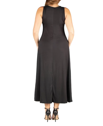 24seven Comfort Apparel Плюс размер Простого макси-платья А-силуэта на бретелях black