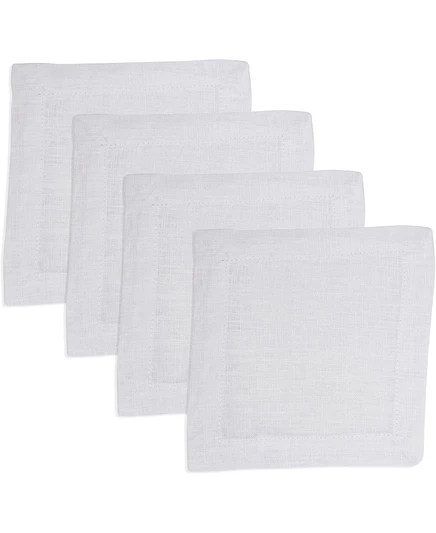 Чайные салфетки Saro Lifestyle из чистого льна 15×15 см, белые