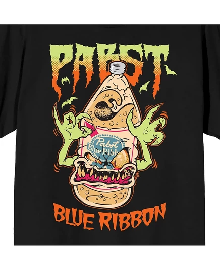 Черная футболка с круглым вырезом и коротким рукавом Pabst Blue Ribbon Big & Tall Halloween Beer Bottle Monster -4XL black