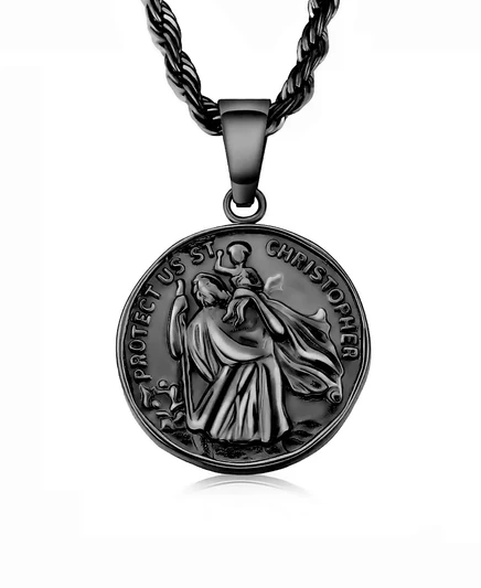 Мужской кулон Rhona Sutton St. Christopher из стали, черный