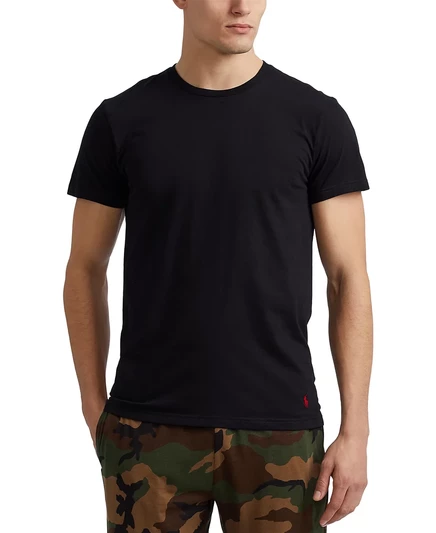 Мужские майки Polo Ralph Lauren из хлопкового джерси классического кроя с круглым вырезом, 5 + 1 Бонусный набор polo black