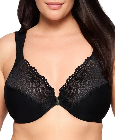 Бюстгальтер на косточках Glamorise Plus Size WonderWire с застежкой спереди, черный