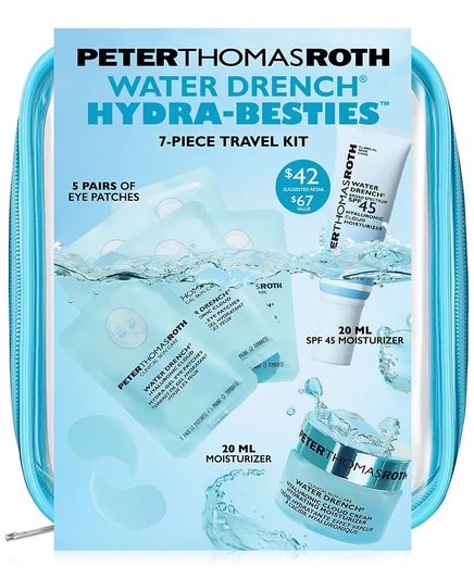 Peter Thomas Roth, 7 шт. Дорожный набор для ухода за кожей Hydra-Besties, пропитанный водой, без цвета