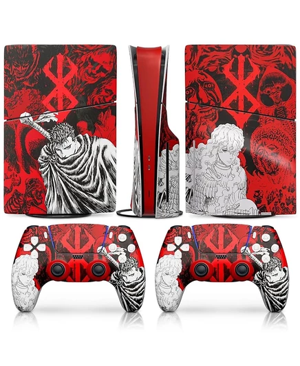 Наклейка для PS5 Slim NBCP Dark Warrior, комплект, красная