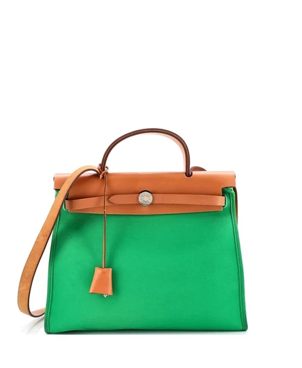 Женская сумка Pre-Owned HERMS Herbag 31 на молнии, зеленая