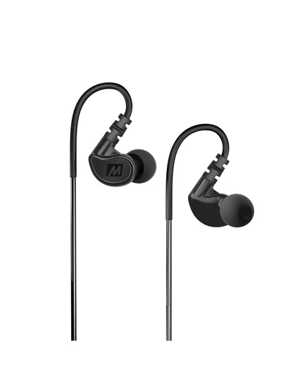 Спортивные наушники-вкладыши MEE audio M6 с проводом памяти черного цвета