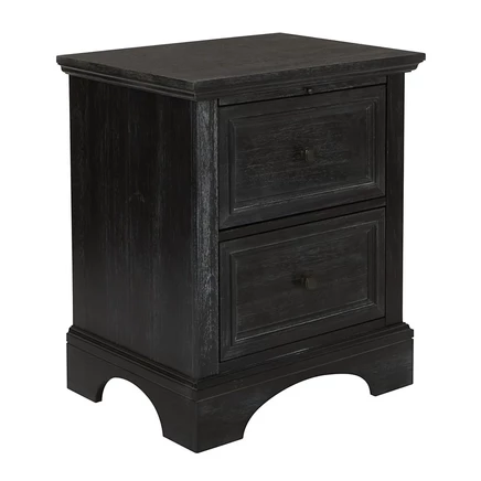 OSP Home Furnitures Modern Mission Прикроватная тумбочка с 2 ящиками и подносом черного цвета