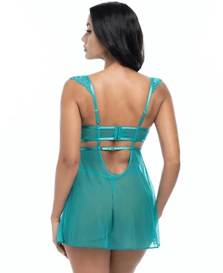 Oh La La Cheri Женская прозрачная кружевная сорочка Farah tropical green
