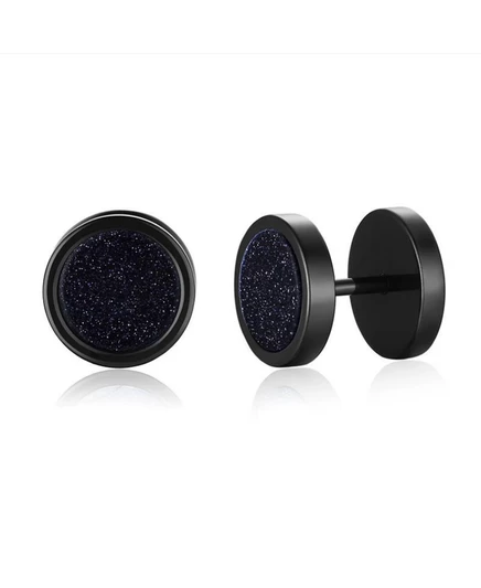 Серьги-гвоздики с круглым камнем из нержавеющей стали dark lapis