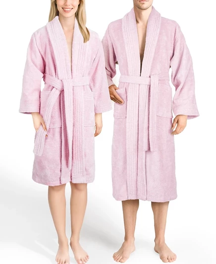 Унисекс халат American Soft Linen шалевый, розовый