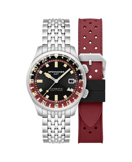 Мужские часы-браслет Spinnaker Bradner GMT с автоматическим управлением из нержавеющей стали, черный, 42 мм