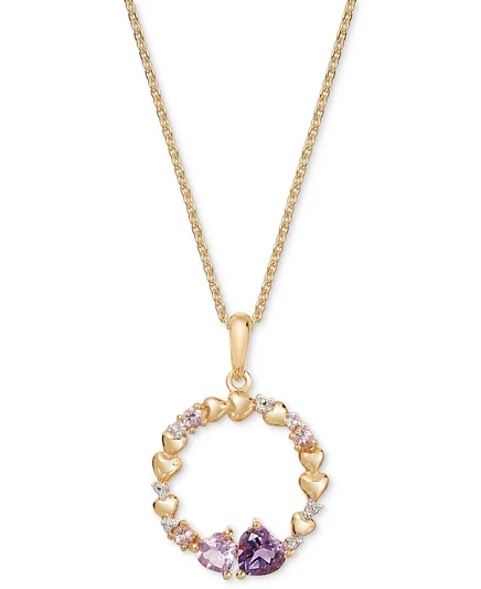 Подвеска Macy's с аметистом на серебре, позолота 14k, 46 см
