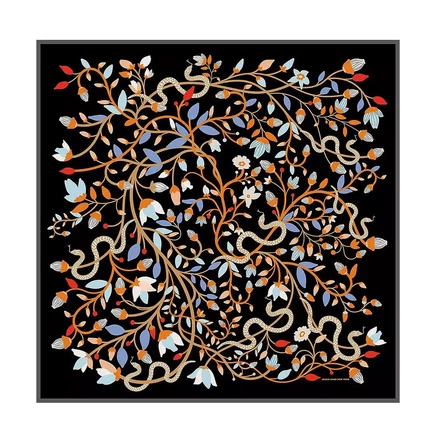 Двусторонний шелковый шарф из Заколдованного Ночного сада black and orange