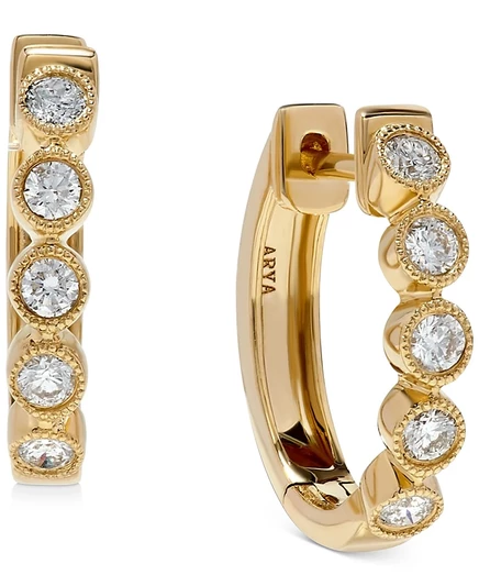 Серьги-кольца Macy's Diamond Bezel 3/8 карат 14K, золотые