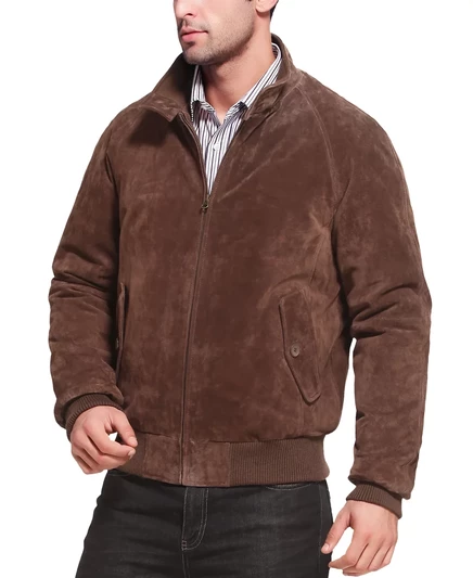 Мужской бомбер Landing Leathers WWII из замши, коричневый