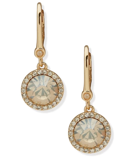 Серьги-капли DKNY со стеклянной инкрустацией из золотистого камня золотые