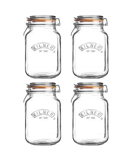 Банка Kilner Square Clip Top, 51 унция, набор из 4 банок