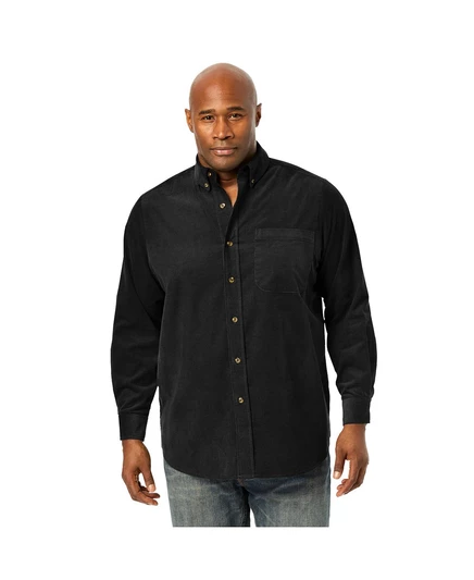 Мужская вельветовая рубашка Big & Tall из тонкой ткани Wale black