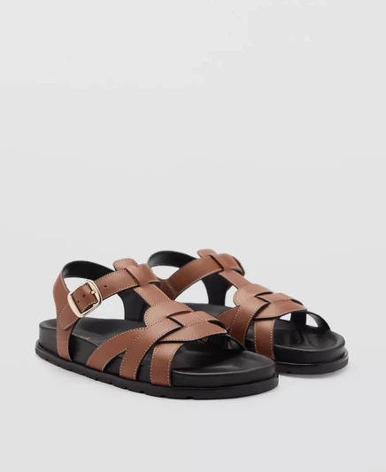 Женские босоножки на кожаных ремешках Mango leather