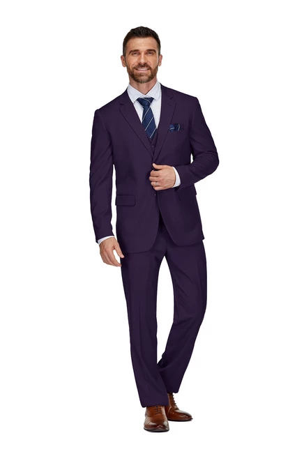  Мужской эластичный костюм классического покроя из 3 частей Performance Stretch plum