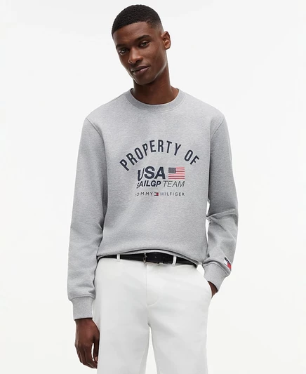 Мужская толстовка Tommy Hilfiger x U.S. SailGP Property of USA с круглым вырезом, серая