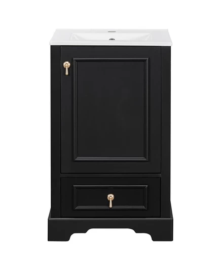 CASAINC 20" Дверца из массива дерева и МДФ с мягким закрыванием, U-образная полка, выдвижной ящик и стеллаж для хранения Туалетный столик для ванной комнаты с керамической раковиной