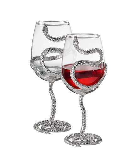 Бокалы для вина The Wine Savant Snake, 2 шт., серебристые