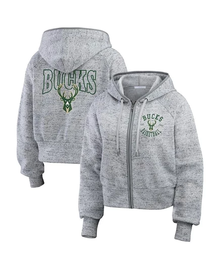 Женская худи WEAR by Erin Andrews Milwaukee Bucks на молнии, серая