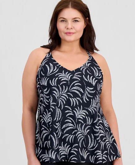 Топ-танкини Island Escape Plus Size Racerback с V-образным вырезом, эксклюзивный мульти-топ Macy's