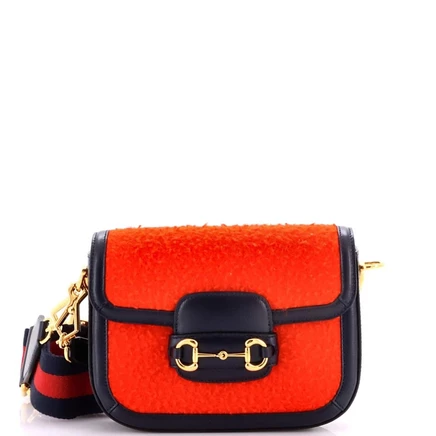 Женская сумка Gucci Mini Horsebit 1955 шерсть, красная