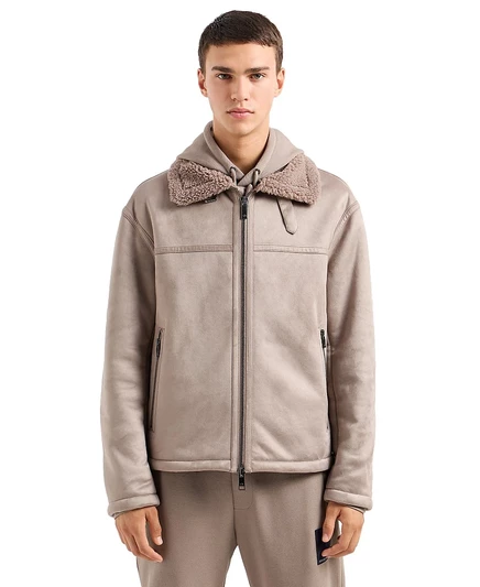 Мужская куртка AX Armani Exchange экокожа с подкладкой шерпа, многоцветная