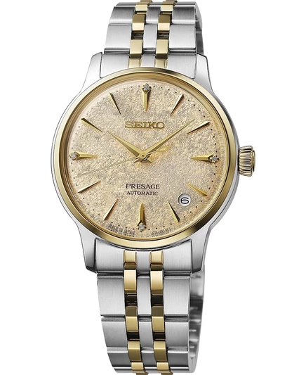 Женские часы Seiko Presage Cocktail Time среднего размера с двухцветным автоматическим браслетом, 34 мм