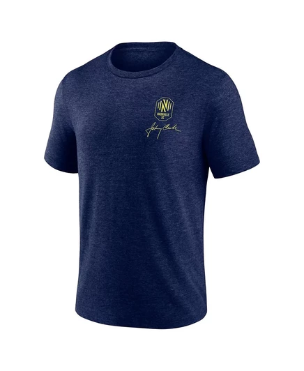 Мужская овальная футболка Fanatics Heather Navy Nashville SC x Johnny Cash heather navy
