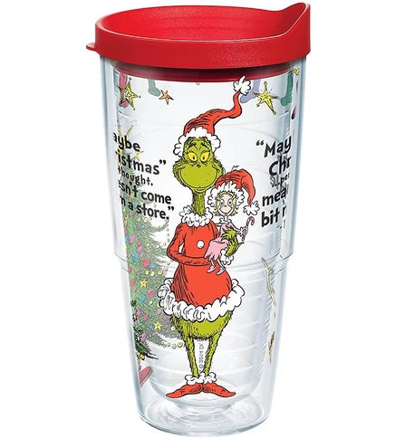Tervis Dr. Seuss Grinch Праздничная Рождественская цитата Сделано в США, Стакан для путешествий с двойными стенками, сохраняет напитки холодными и горячими, 24 унции, Классический