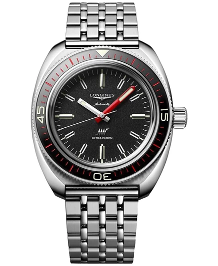 Мужские швейцарские автоматические часы Longines Ultra-Chron с браслетом из нержавеющей стали 43 мм серебристого цвета