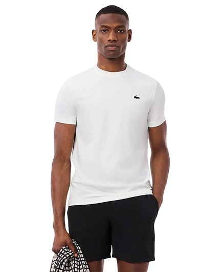 Мужская футболка с круглым вырезом Lacoste белого цвета