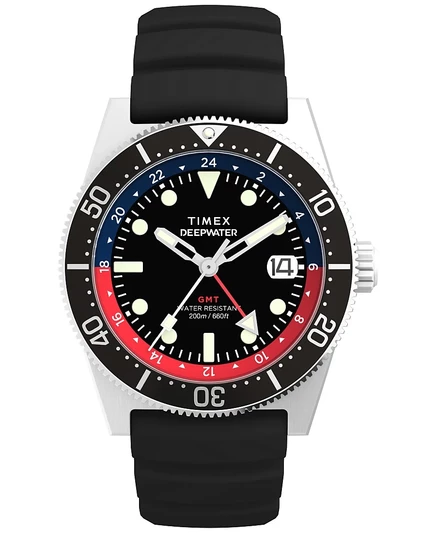 Мужские аналоговые часы Timex с черным каучуковым ремешком, 41 мм, черный