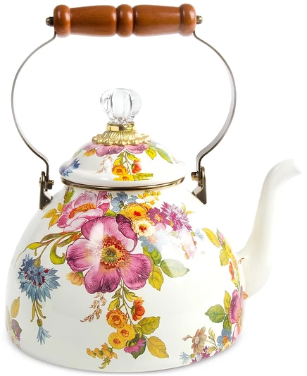 Чайник Mackenzie-Childs White Flower Market 2,8 л, белый