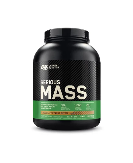 Optimum Nutrition, Serious Mass, Шоколадно-арахисовое масло, 6 фунтов, 8 порций без цвета