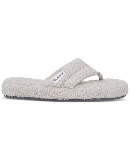 Фирменные женские тапочки-стринги Joey Cozy из плюша Isotoner Signature light grey