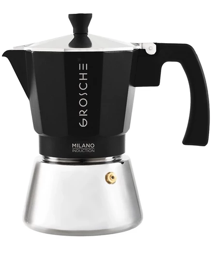 Гейзерная кофеварка Grosche Milano для индукции, 6 чашек, черная
