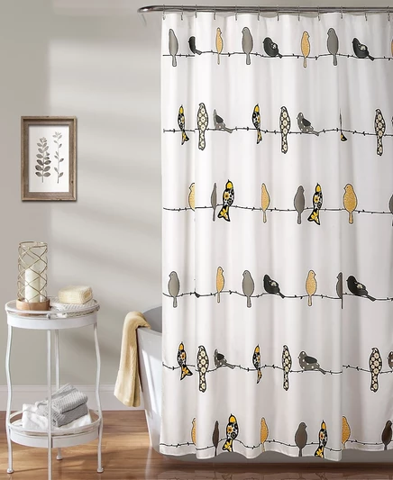 Штора для душа lush decor rowley birds 183×183 см, желтая