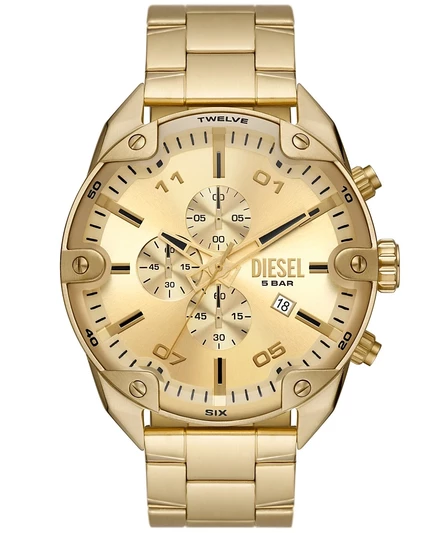 Мужские часы Diesel Spiked 49 мм, золотистые