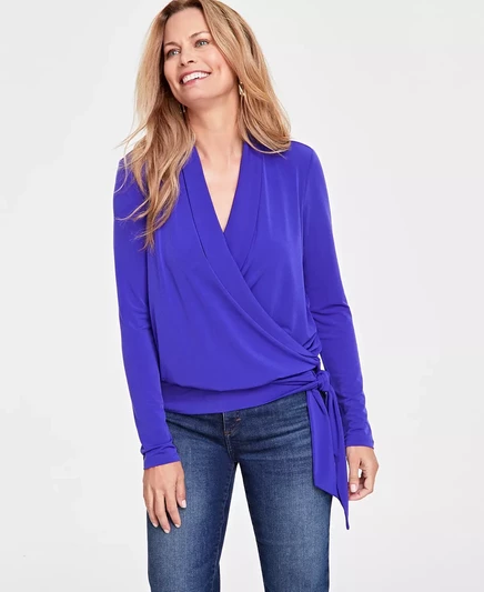 Женская блузка с завязками сбоку от I.N.C. International Concepts, созданная для Macys deep iris