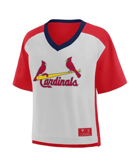 Женская красно-графитовая футболка Fanatics St. Louis Cardinals с V-образным вырезом в стиле Оверсайз Race To Win red, graphite
